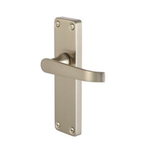 Image of Colours Arsk Satin Nickel effect Steel Straight Latch Door handle (L)101mm Pack of 3