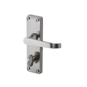 Image of Colours Arsk Satin Nickel effect Steel Straight Bathroom Door handle (L)101mm Pair