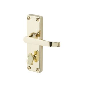Image of Colours Arsk Polished Brass effect Steel Straight Bathroom Door handle (L)101mm Pair