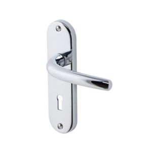 Image of Colours Soure Polished Chrome effect Aluminium Straight Lock Door handle (L)125mm Pair
