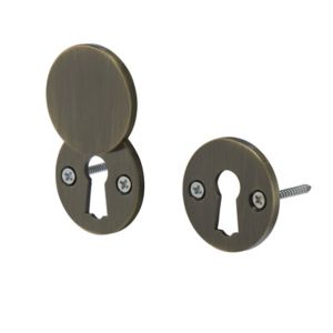 Image of Colours Seaca Antique brass effect Zinc alloy Keyhole cover Pack of 2
