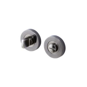 Image of Colours Liw Satin Black Stainless steel Bathroom Turn & release lock (Dia)51mm Pack of 2