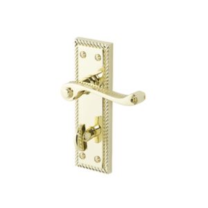 Image of Colours Menet Polished Brass effect Zamac Scroll WC Door handle (L)100mm Pair