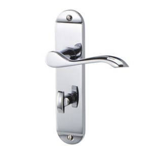 Image of Colours Lyse Polished Chrome effect Brass Scroll Bathroom Door handle (L)112mm Pair