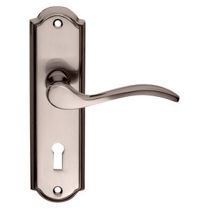 Image of Colours Lutol Satin Black Iridium effect Brass Scroll Lock Door handle (L)104mm Pair