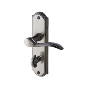 Image of Colours Lutol Satin Black Iridium effect Brass Scroll Bathroom Door handle (L)104mm Pair