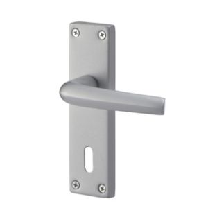 Image of Colours Amga Satin Silver effect Aluminium Straight Lock Door handle (L)110mm Pair
