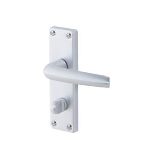 Image of Colours Amga Satin Silver effect Aluminium Straight Latch Door handle (L)110mm Pair