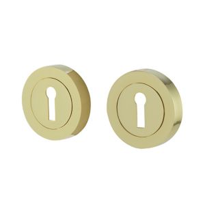 Image of Colours Polished Brass effect Zamac Door escutcheon (Dia)52mm Pack of 2