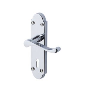 Image of Colours Beja Polished Chrome effect Steel Scroll Lock Door handle (L)96mm Pair