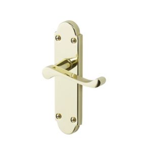 Image of Colours Beja Polished Brass effect Steel Scroll Latch Door handle (L)96mm Pack of 3