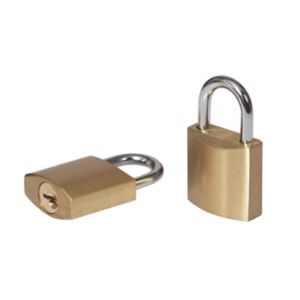 Image of Smith & Locke Brass Cylinder Open shackle Padlock (W)21mm Pack of 2