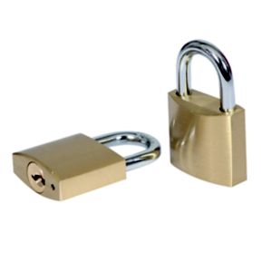 Image of Smith & Locke Brass Cylinder Open shackle Padlock (W)30mm Pack of 2