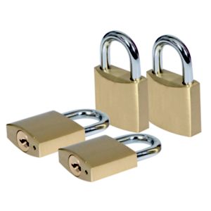 Image of Smith & Locke Brass Cylinder Open shackle Padlock (W)30mm Pack of 4