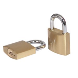 Image of Smith & Locke Brass Cylinder Open shackle Padlock (W)40mm Pack of 2