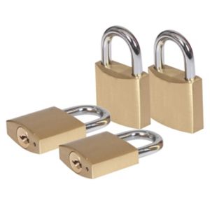Image of Smith & Locke Brass Cylinder Open shackle Padlock (W)40mm Pack of 4