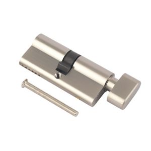 Image of Smith & Locke Nickel effect Brass Single Euro Thumbturn Cylinder lock (L)90mm (W)33mm