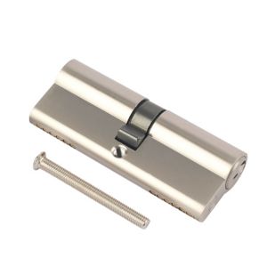Image of Smith & Locke Nickel effect Brass Single Euro Cylinder lock (L)95mm (W)33mm