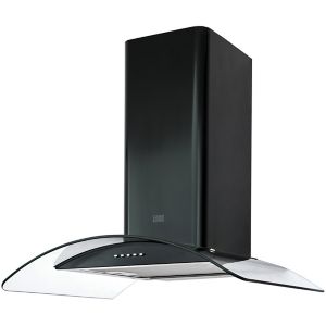 Image of Cooke & Lewis CLCGLEDB60 Black Glass & stainless steel Curved Cooker hood (W)60cm