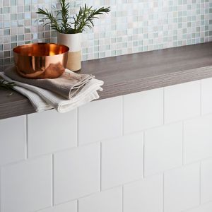 Image of Leccia White Gloss Ceramic Wall tile Pack of 44 (L)150mm (W)150mm