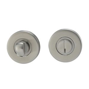 Image of Colours Lagow Satin Stainless steel Bathroom Turn & release lock (Dia)53mm Pair