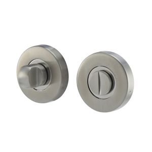 Image of Colours Lannion Satin Stainless steel Bathroom Turn & release lock (Dia)53mm Pair