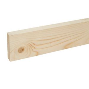 Image of Smooth Square Whitewood spruce Stick timber (L)2.4m (W)94mm (T)27mm Pack of 4