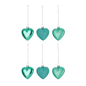 Image of Assorted Mint green Heart Decorations Pack of 6