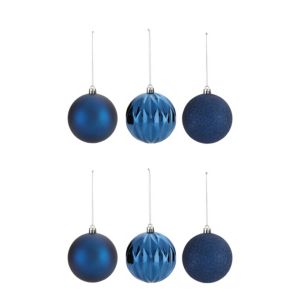 Image of Assorted Blue Baubles Pack of 6