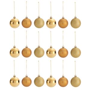 Image of Assorted Gold effect Baubles Pack of 18