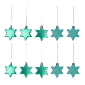 Image of Assorted Mint green Star Decorations Pack of 10