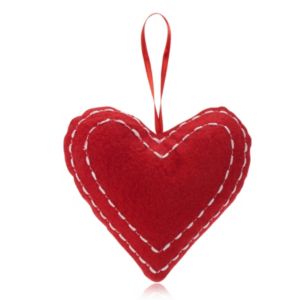 Image of Felt Red Heart with detail stitching Decoration