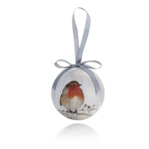Image of Decoupage Photographic robin Bauble