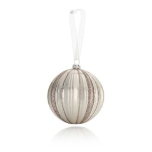 Image of Pearlescent Light grey Ribbed with glitter detail Bauble