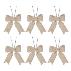 Image of Hessian Traditional mini bow Decorations Pack of 6