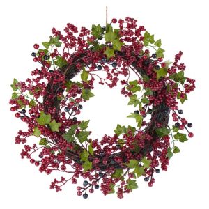 Image of 50cm Green & red Ivy & berry Wreath