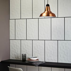 Image of Alexandrina White Gloss Ceramic Wall tile (L)400mm (W)250mm Sample