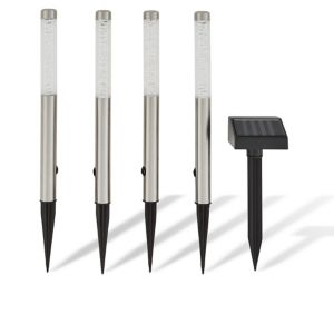 Image of Silver effect Solar-powered LED Spike light Pack of 4