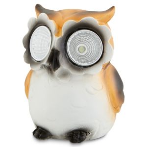 Image of Painted Brown & white Owl Solar-powered LED External Decorative light