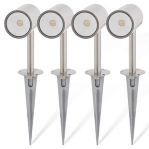 Image of Blooma Candiac Silver effect LED Spike light (D)60mm Pack of 4