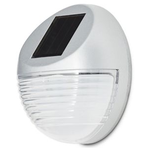 Image of Gloss Silver effect Solar-powered LED Outdoor Bulkhead Wall light