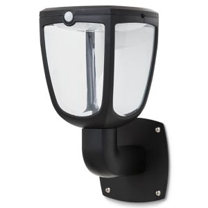 Image of Blooma Seldovia Non adjustable Matt Black Solar-powered LED Outdoor Lantern Wall light