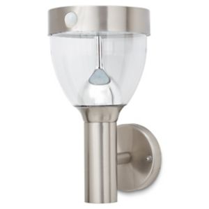 Image of Blooma Penticton Non adjustable Brushed Silver effect Solar-powered LED Outdoor Lantern Wall light