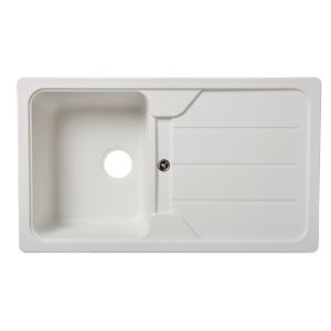 Cooke & Lewis Arber White Granite 1 Bowl Sink & Drainer (W)500mm X (L)860mm