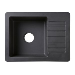 Cooke & Lewis Burnell Hand-Rubbed Black Granite Composite 1 Bowl Sink & Drainer (W)440mm X (L)580mm