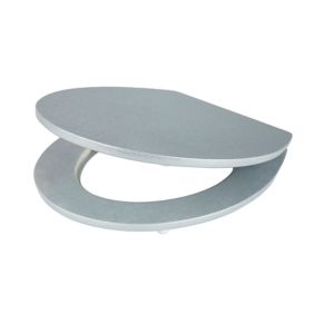 Image of Cooke & Lewis Nosara Silver Glitter effect Standard close Toilet seat