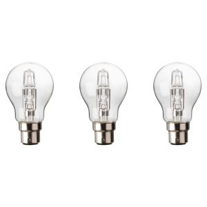 Image of Diall B22 77W Classic Halogen Dimmable Light bulb Pack of 3