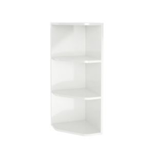 GoodHome Imandra White Gloss Glass & Wood Wall-Mounted Corner Shelf, (L)340mm (D)360mm (H) 900mm