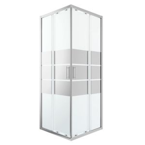 Image of GoodHome Beloya Square Mirror Shower Enclosure with Corner entry double sliding door (W)760mm (D)760mm