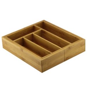 Cooke & Lewis Harwick Bamboo Adjustable Cutlery Tray, (H)60mm (W)335mm Natural